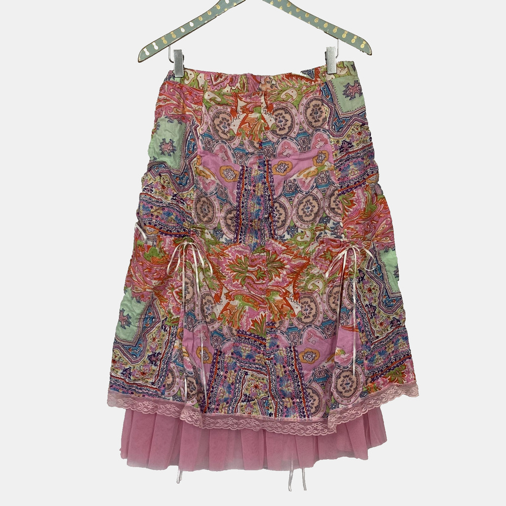 Vtg April Cornell Cottage Fair Skirt Women Medium Pink Tulle Ethereal Fairy 30"W
